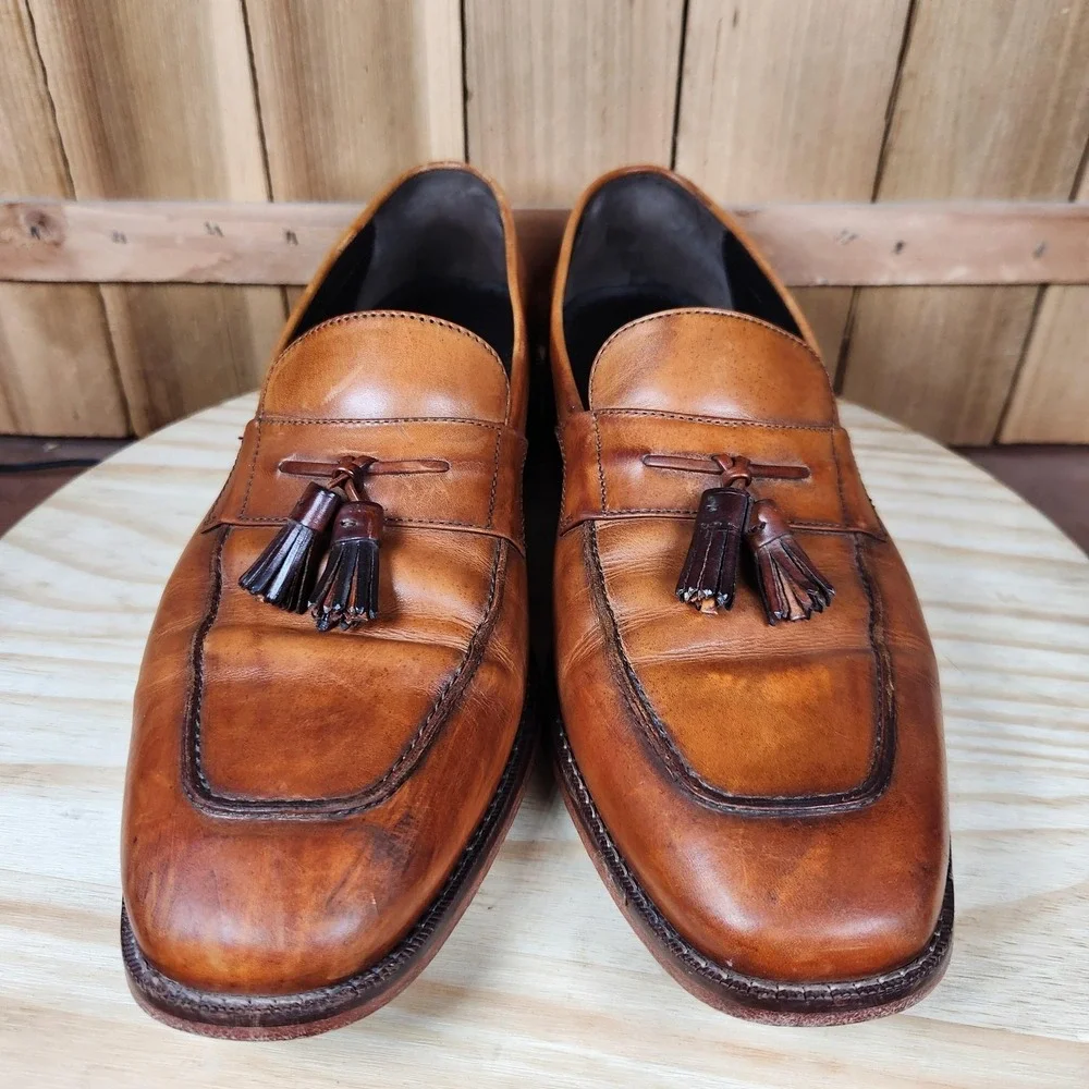 Cole Haan Tassel Loafer Shoes Mens‎ 10 M Brown Leather Slip On Dress Square Toe